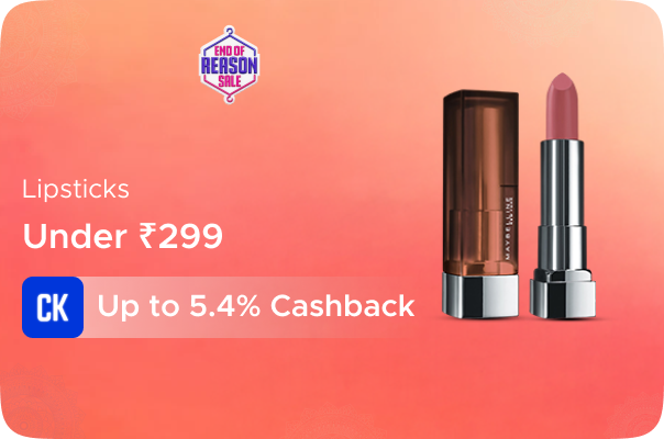 Myntra: Lipsticks Under Rs 299 + Up to 5.4% CashKaro Cashback